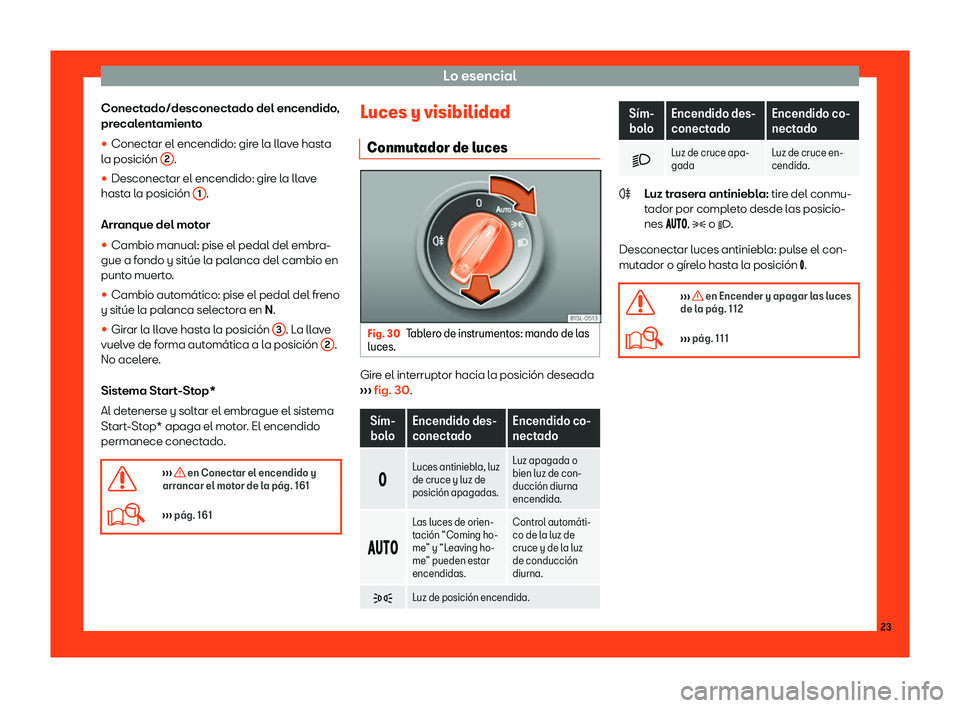 Seat Mii electric 2018  Manual de instrucciones (in Spanish) Lo esencial
Conectado/desconectado del encendido,
pr ecal
ent
amiento
