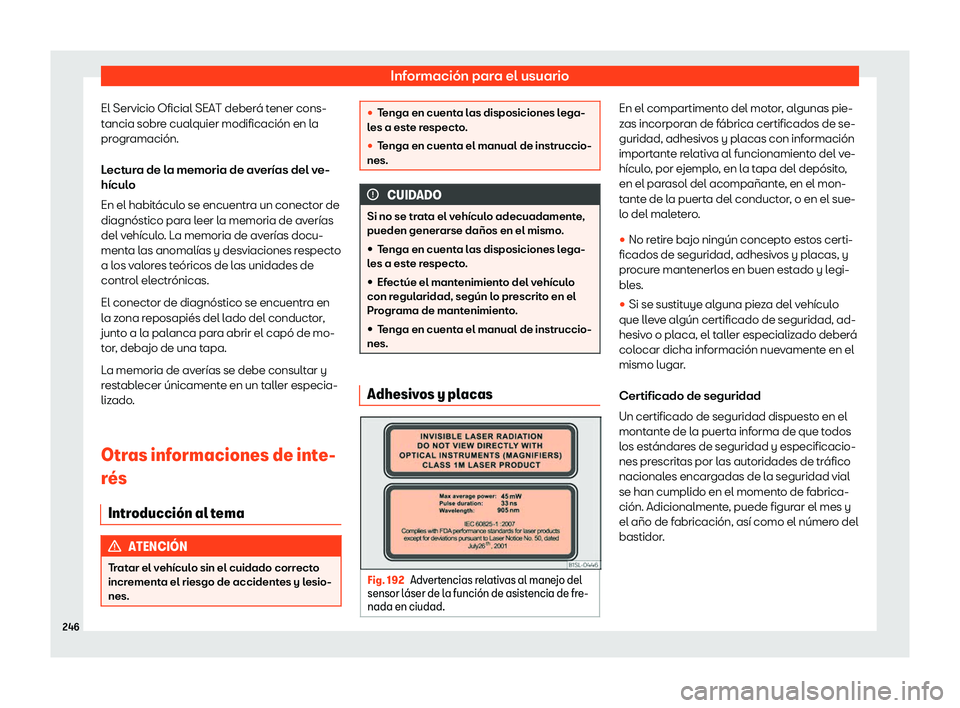 Seat Mii electric 2018  Manual de instrucciones (in Spanish) Informaci