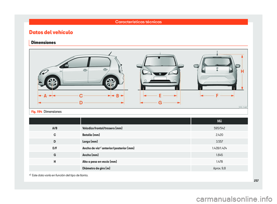 Seat Mii electric 2018 Manual de instrucciones (in Spanish) Caracter Seat Mii electric 2018 Manual de instrucciones (in Spanish) Caracter
