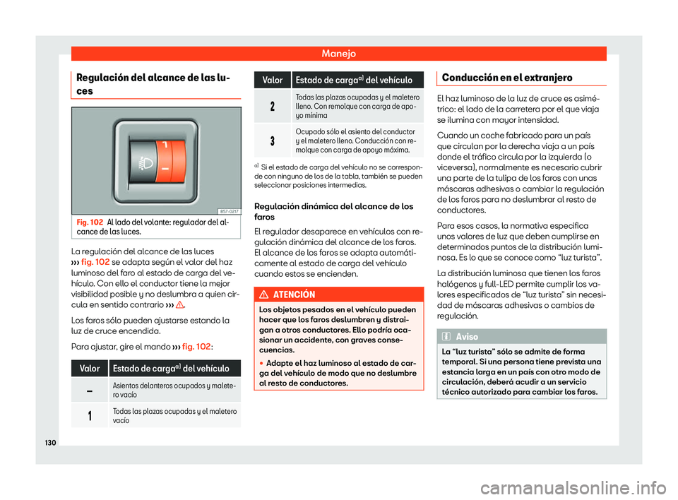 Seat Ibiza 2020  Manual de instrucciones (in Spanish) Manejo
Regulaci