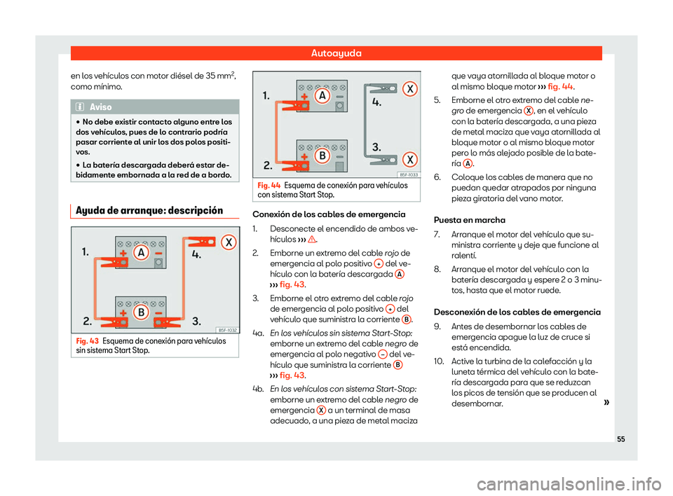 Seat Ibiza 2020  Manual de instrucciones (in Spanish) Autoayuda
en los vehículos con motor diésel de 35 mm 2
,
como mínimo . Aviso
