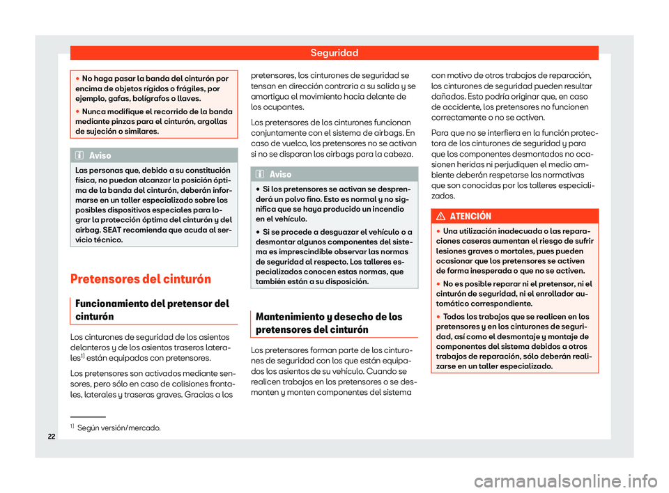 Seat Ibiza 2019  Manual de instrucciones (in Spanish) Seguridad

