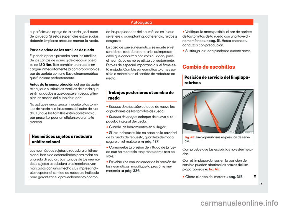 Seat Ibiza 2019  Manual de instrucciones (in Spanish) Autoayuda
superficies de apoyo de la rueda y del cubo
de l a rueda. Si est
as superficies est 