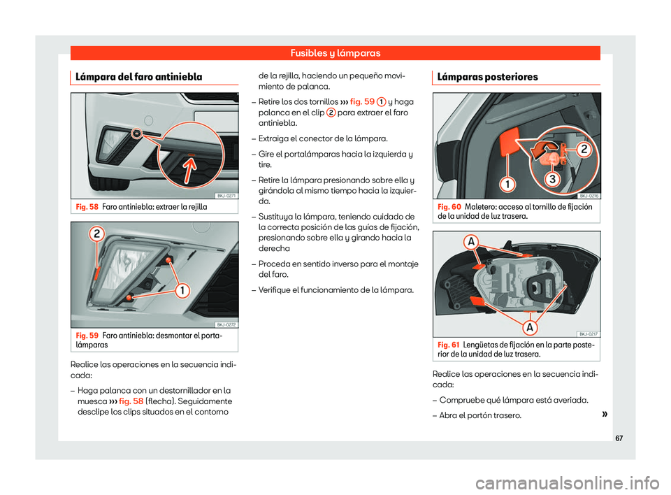 Seat Ibiza 2019  Manual de instrucciones (in Spanish) Fusibles y l