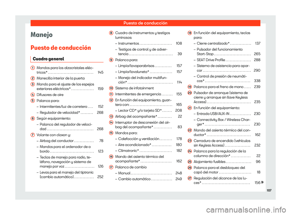 Seat Ibiza 2018  Manual de instrucciones (in Spanish) Puesto de conducci