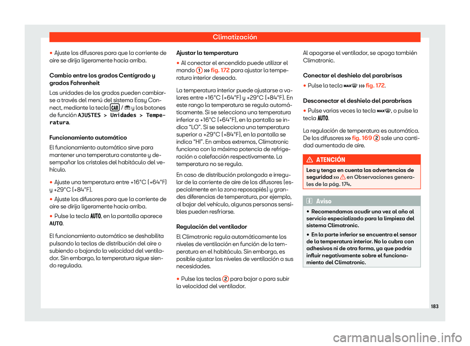 Seat Ibiza 2018  Manual de instrucciones (in Spanish) Climatizaci