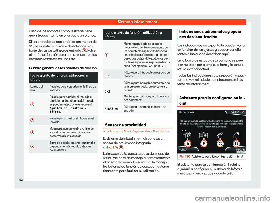Seat Ibiza 2018  Manual de instrucciones (in Spanish) Sistema Infotainment
caso de los nombres compuestos se tiene
que intr oducir t
ambi