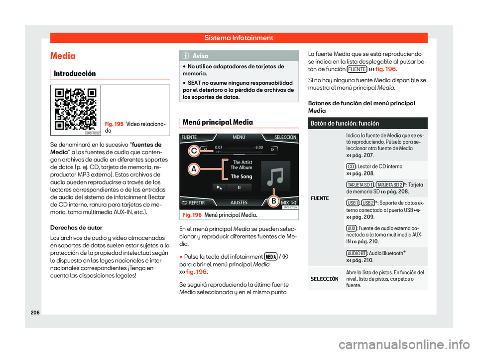 Seat Ibiza 2018  Manual de instrucciones (in Spanish) Sistema Infotainment
Media Intr oducci
