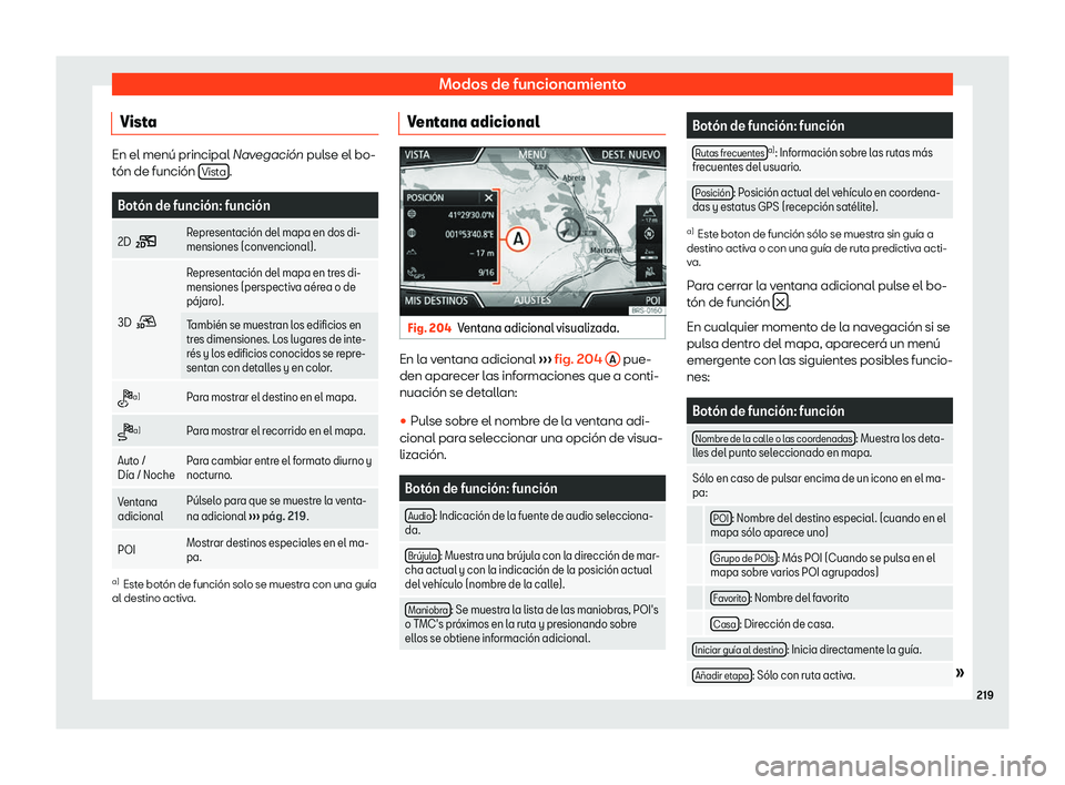Seat Ibiza 2018  Manual de instrucciones (in Spanish) Modos de funcionamiento
Vista En el men