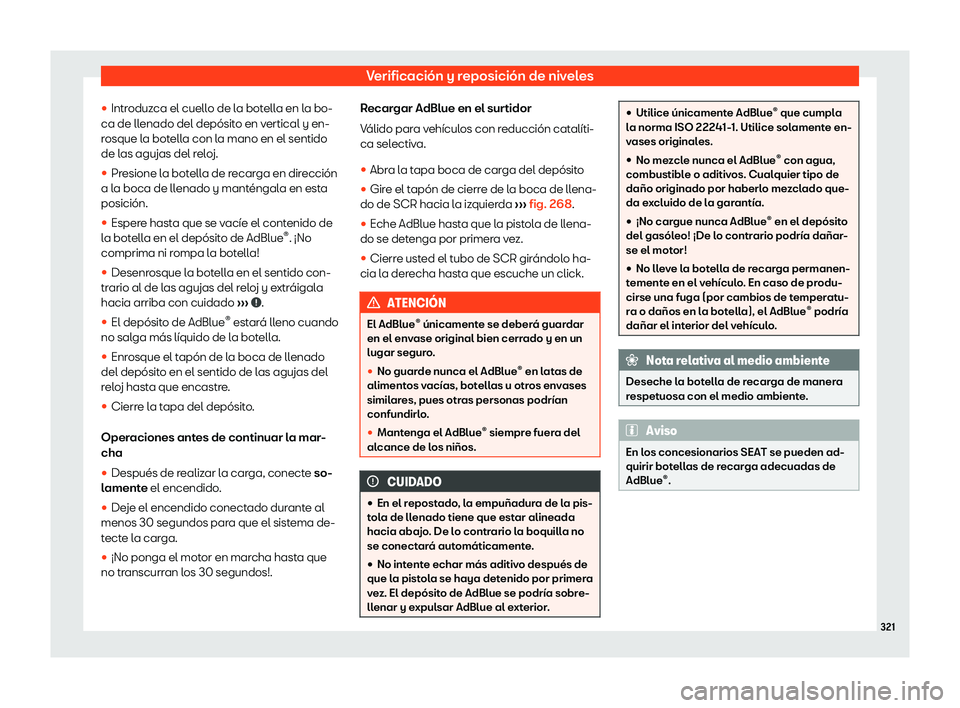 Seat Ibiza 2018 Manual de instrucciones (in Spanish) Verificaci Seat Ibiza 2018 Manual de instrucciones (in Spanish) Verificaci