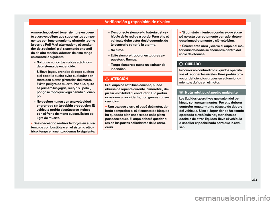 Seat Ibiza 2018 Manual de instrucciones (in Spanish) Verificaci Seat Ibiza 2018 Manual de instrucciones (in Spanish) Verificaci