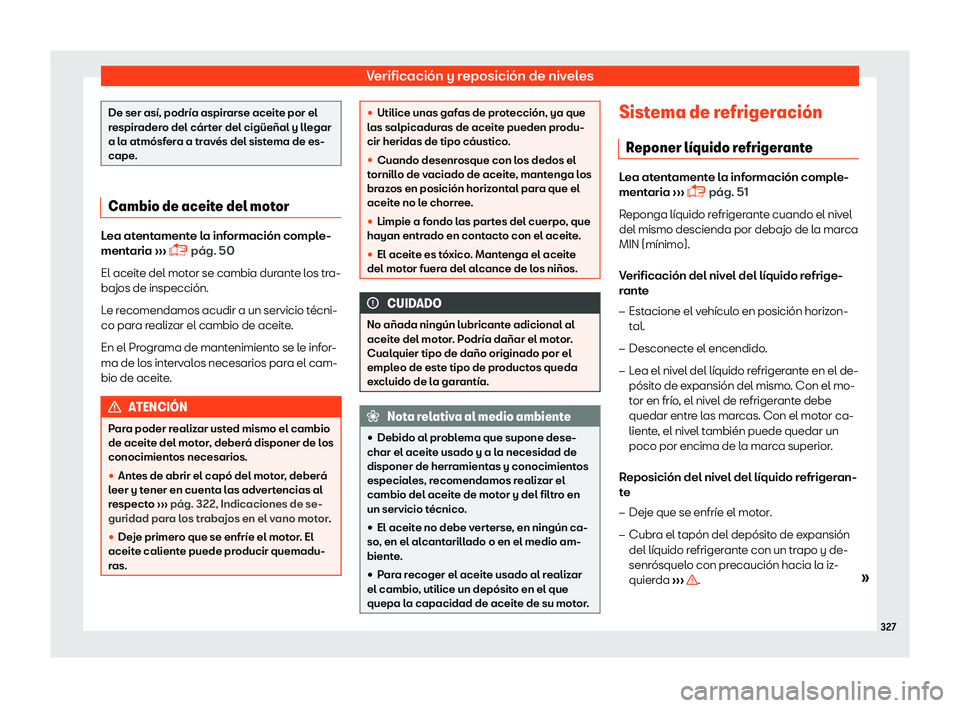 Seat Ibiza 2018 Manual de instrucciones (in Spanish) Verificaci Seat Ibiza 2018 Manual de instrucciones (in Spanish) Verificaci