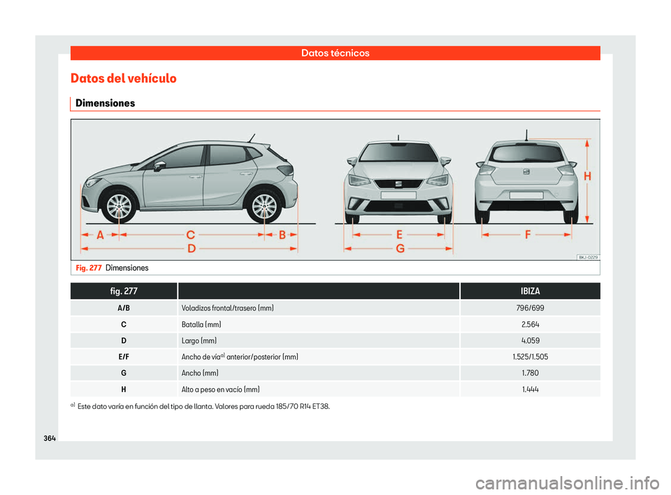 Seat Ibiza 2018 Manual de instrucciones (in Spanish) Datos t Seat Ibiza 2018 Manual de instrucciones (in Spanish) Datos t