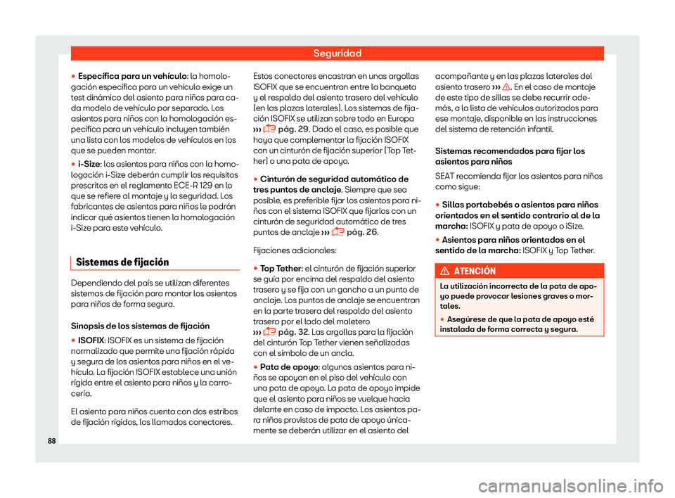 Seat Ibiza 2018  Manual de instrucciones (in Spanish) Seguridad
