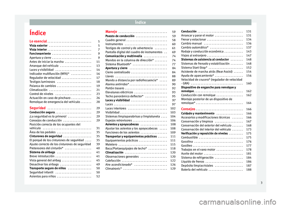 Seat Ibiza SC 2014  Manual de instrucciones (in Spanish) Índice
Índice
Lo esencial  . . . . . . . . . . . . . . . . . . . . . . . . . . . . 5
Vista exterior  . . . . . . . . . . . . . . . . . . . . . . . . . . . 5
Vista interior  . . . . . . . . . . . . .