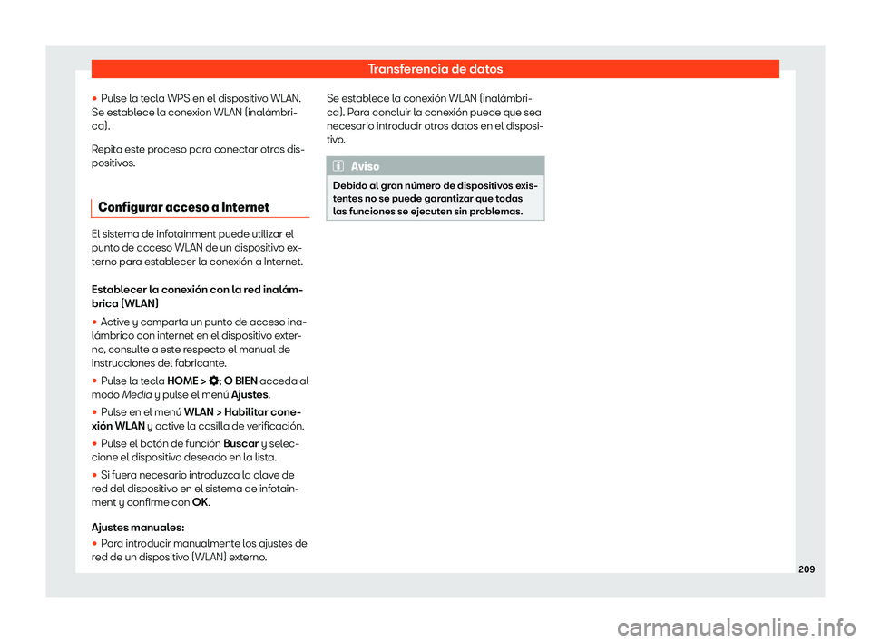 Seat Leon 2020  Manual de instrucciones (in Spanish) Transferencia de datos
