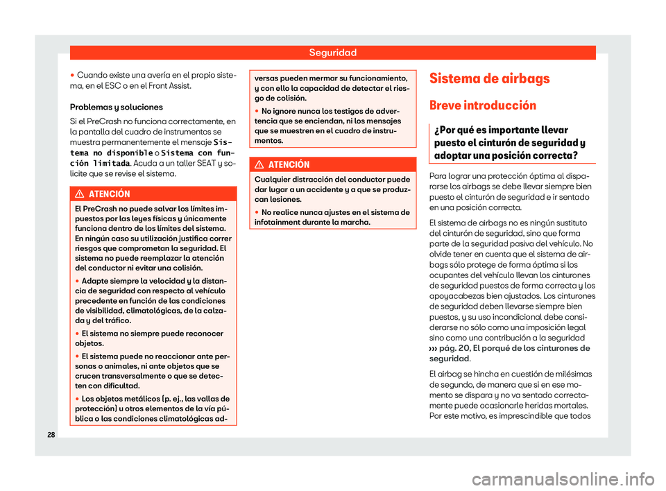 Seat Leon 2020  Manual de instrucciones (in Spanish) Seguridad
