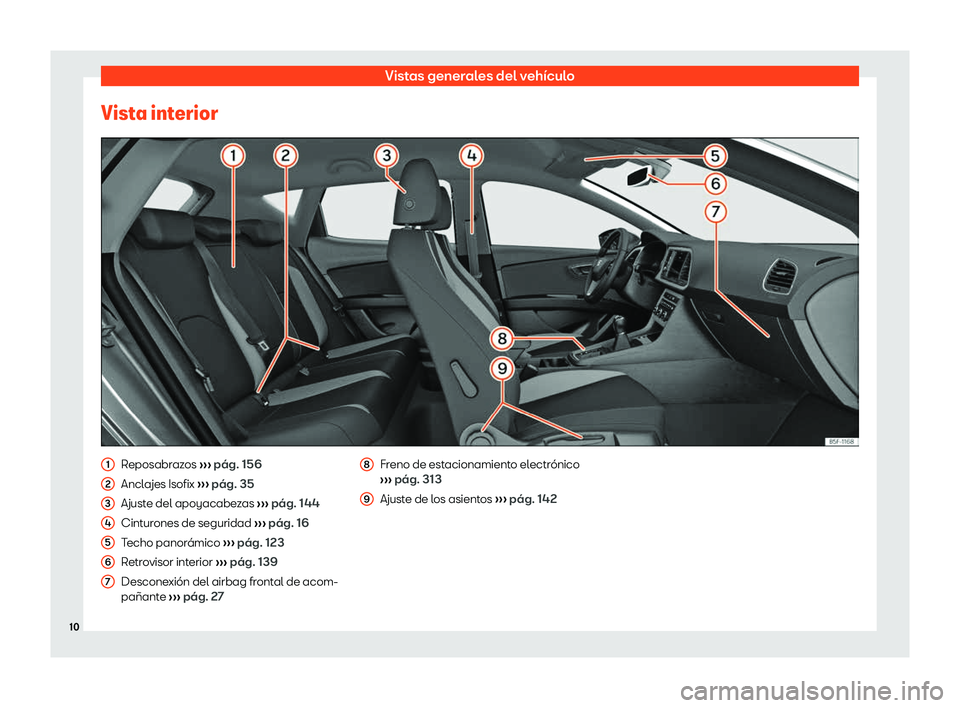 Seat Leon 2019  Manual de instrucciones (in Spanish) Vistas generales del veh