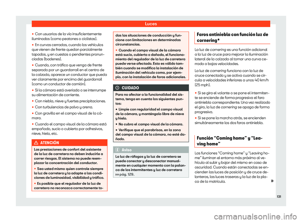 Seat Leon Sportstourer 2019  Manual de instrucciones (in Spanish) Luces
