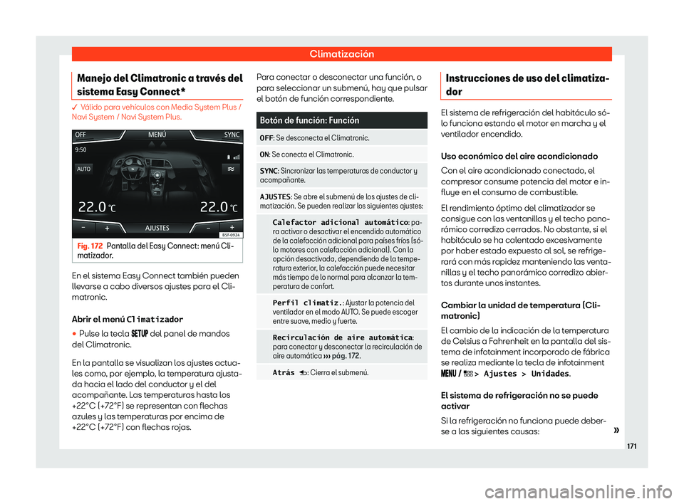 Seat Leon Sportstourer 2019  Manual de instrucciones (in Spanish) Climatizaci