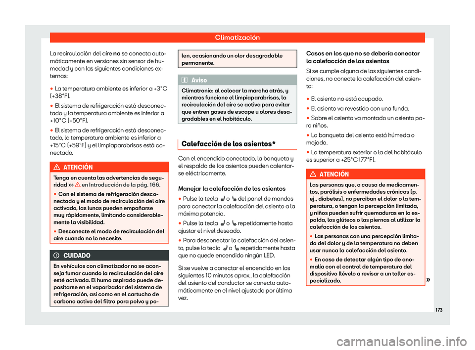 Seat Leon Sportstourer 2019  Manual de instrucciones (in Spanish) Climatizaci