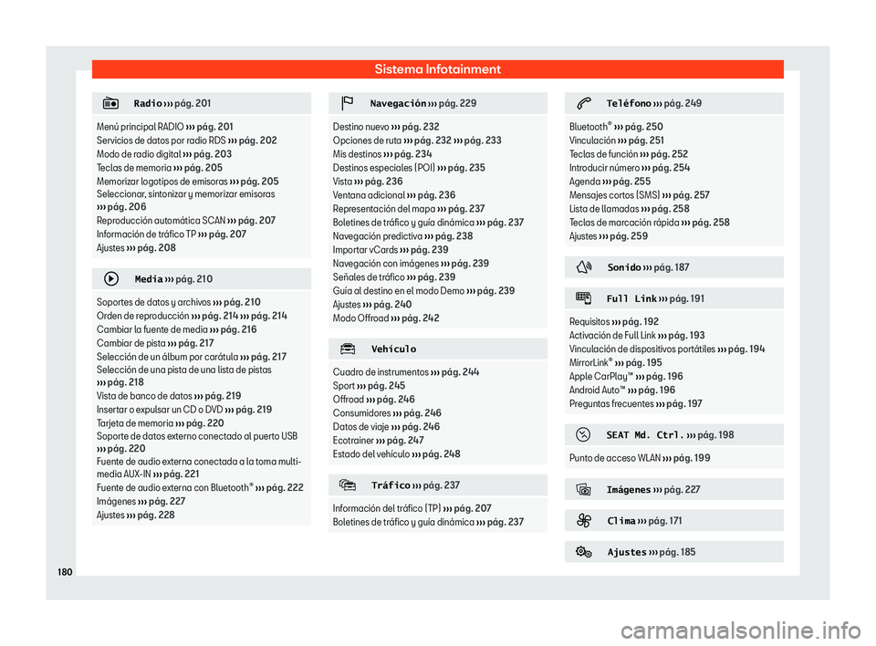 Seat Leon Sportstourer 2019  Manual de instrucciones (in Spanish) Sistema Infotainment
�
�R�a�d�i�o
 
