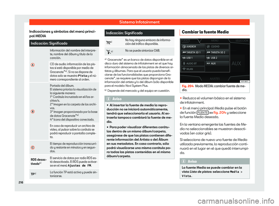 Seat Leon Sportstourer 2019  Manual de instrucciones (in Spanish) Sistema Infotainment
Indicaciones y s