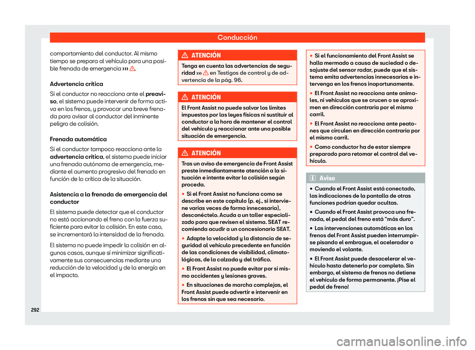Seat Leon Sportstourer 2019  Manual de instrucciones (in Spanish) Conducci