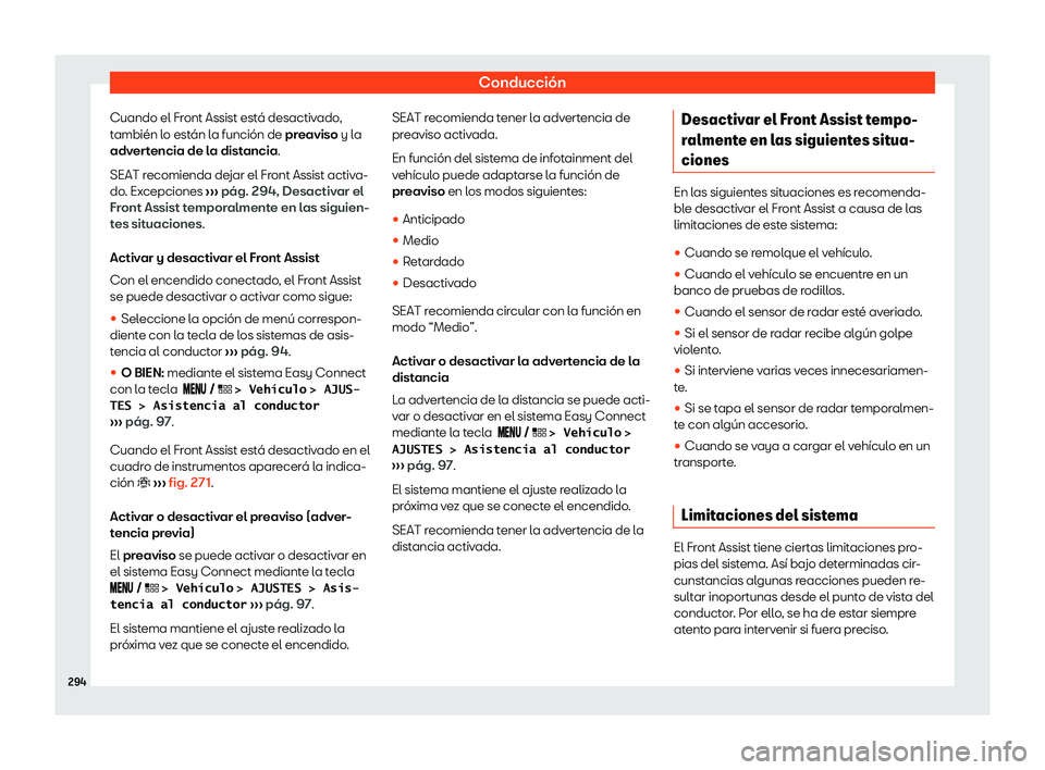 Seat Leon Sportstourer 2019  Manual de instrucciones (in Spanish) Conducci