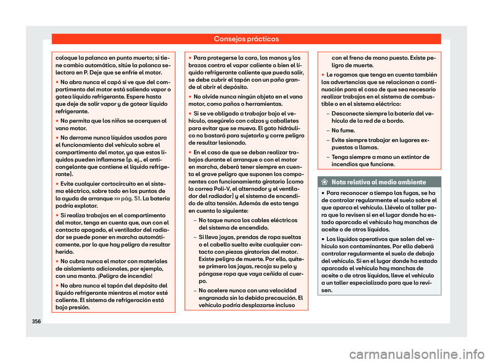 Seat Leon Sportstourer 2019  Manual de instrucciones (in Spanish) Consejos pr