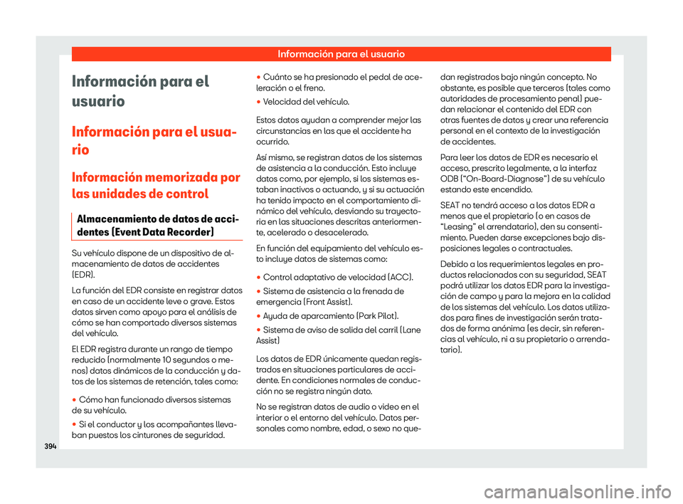 Seat Leon Sportstourer 2019  Manual de instrucciones (in Spanish) Informaci