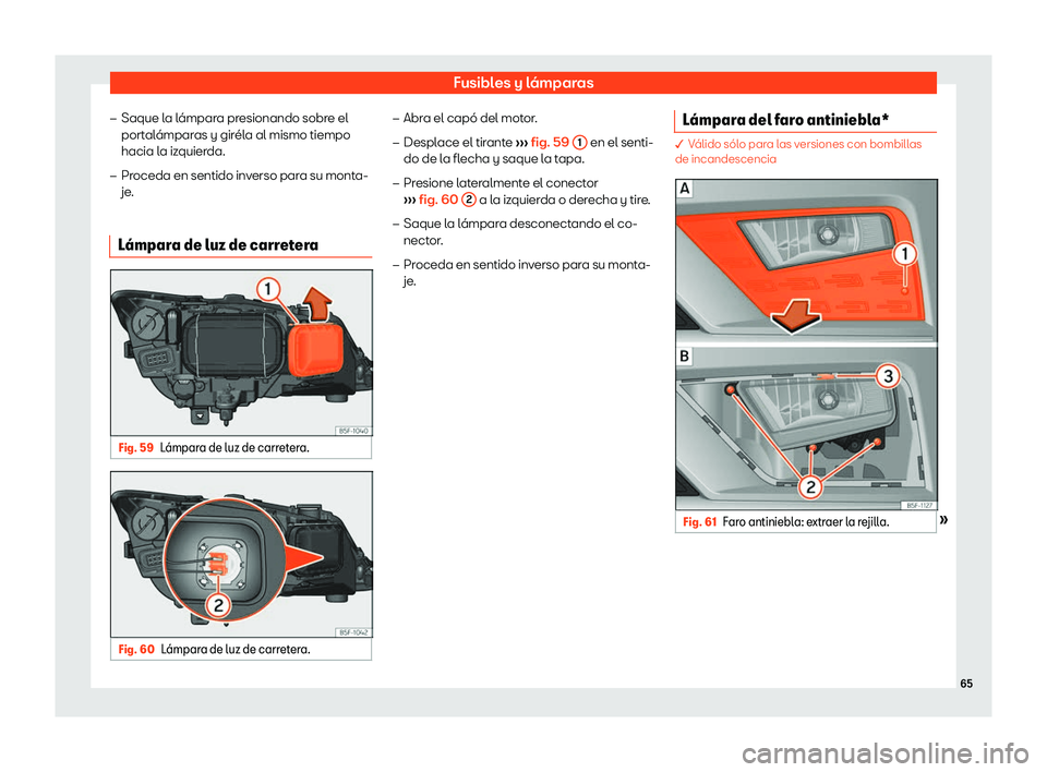 Seat Leon Sportstourer 2019  Manual de instrucciones (in Spanish) Fusibles y l