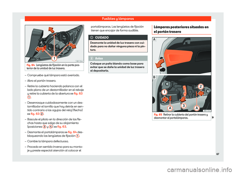 Seat Leon Sportstourer 2019  Manual de instrucciones (in Spanish) Fusibles y l