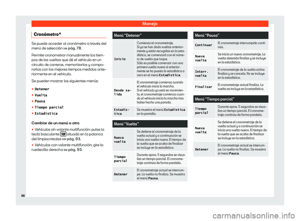Seat Leon Sportstourer 2019  Manual de instrucciones (in Spanish) Manejo
Cron