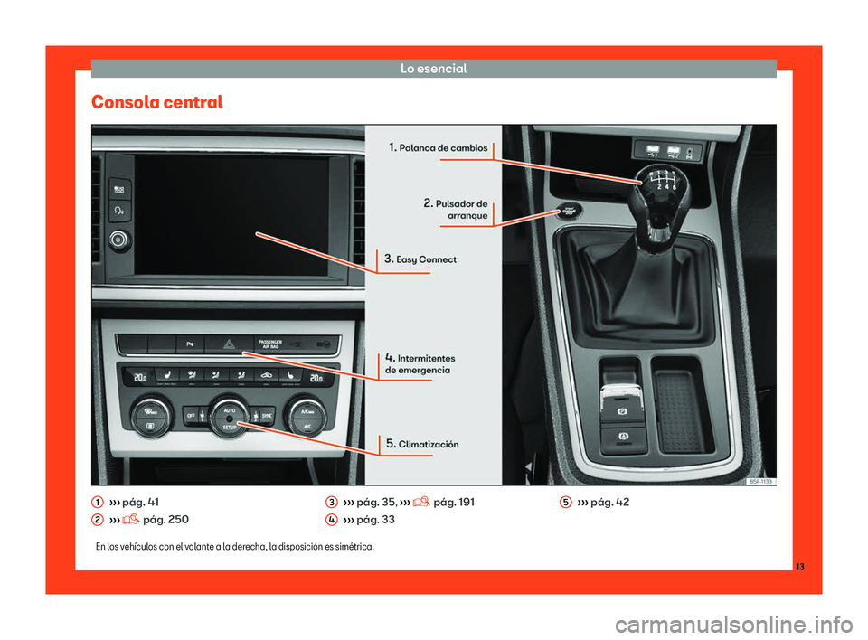 Seat Leon 2018  Manual de instrucciones (in Spanish) Lo esencial
Consola central 