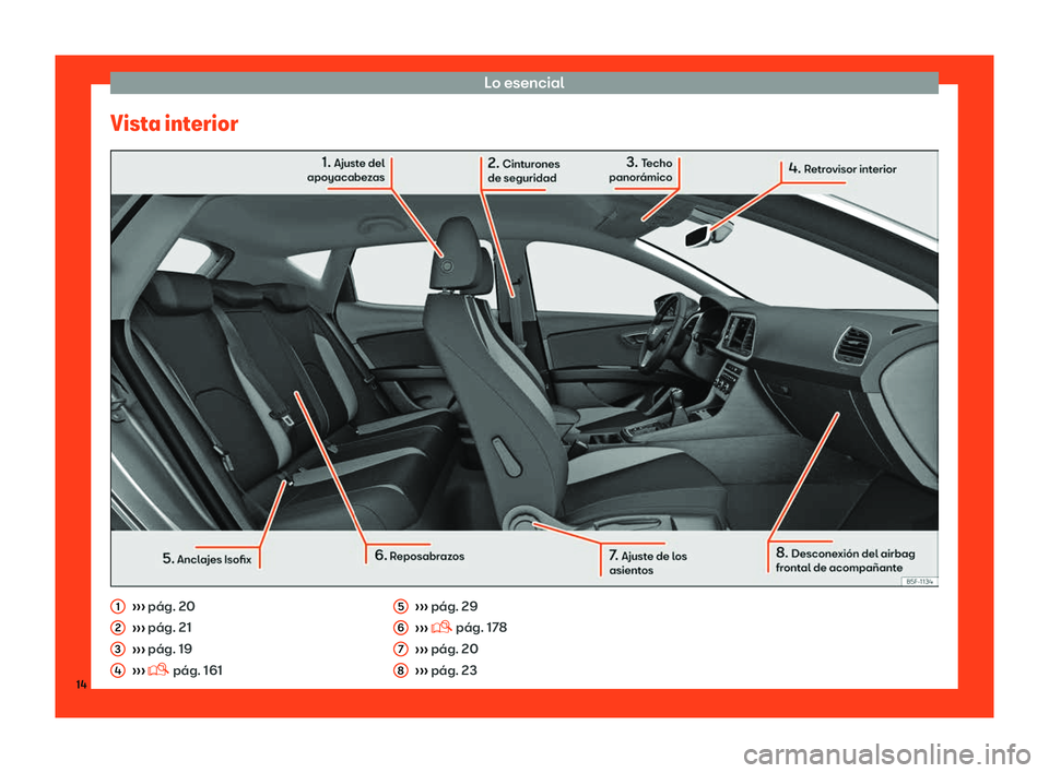 Seat Leon 2018  Manual de instrucciones (in Spanish) Lo esencial
Vista interior 