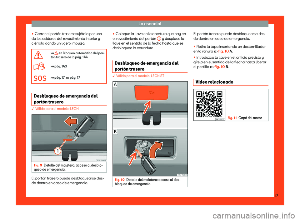 Seat Leon 2018  Manual de instrucciones (in Spanish) Lo esencial
