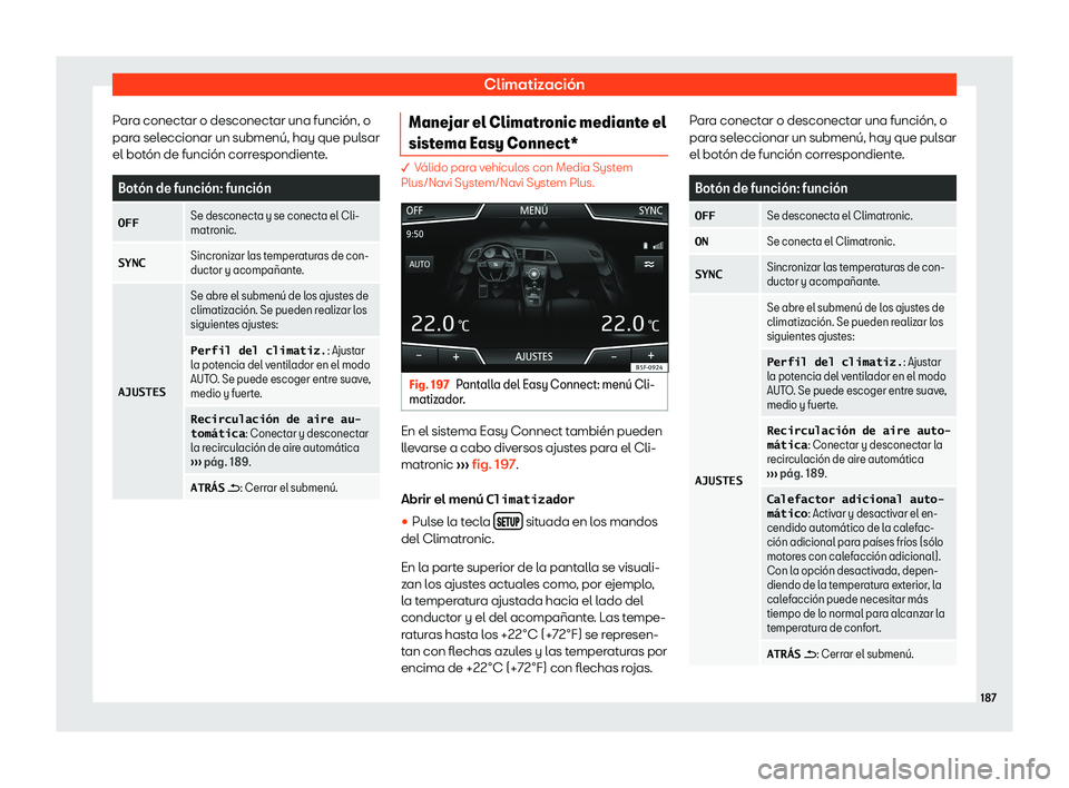 Seat Leon 2018  Manual de instrucciones (in Spanish) Climatizaci