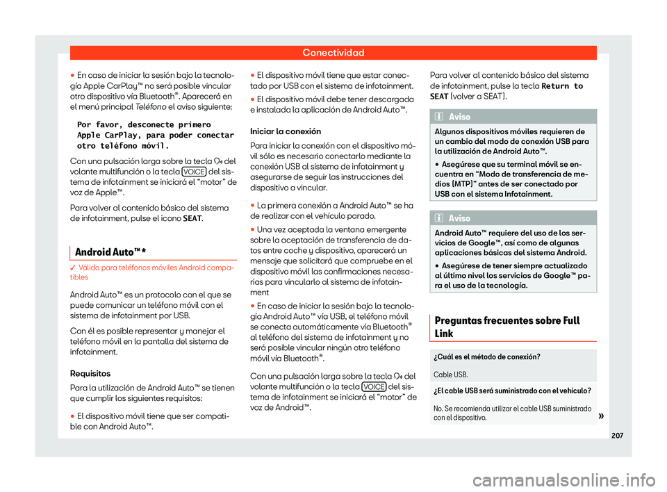 Seat Leon 2018  Manual de instrucciones (in Spanish) Conectividad
