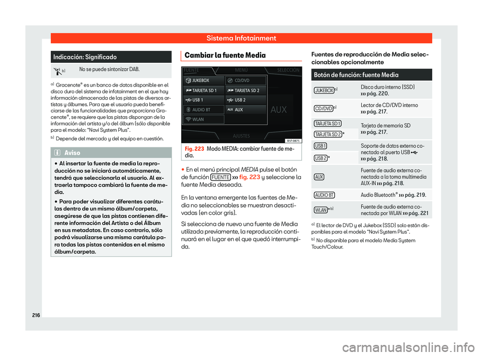 Seat Leon 2018  Manual de instrucciones (in Spanish) Sistema Infotainment
Indicaci