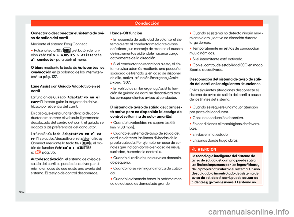 Seat Leon 2018 Manual de instrucciones (in Spanish) Conducci Seat Leon 2018 Manual de instrucciones (in Spanish) Conducci