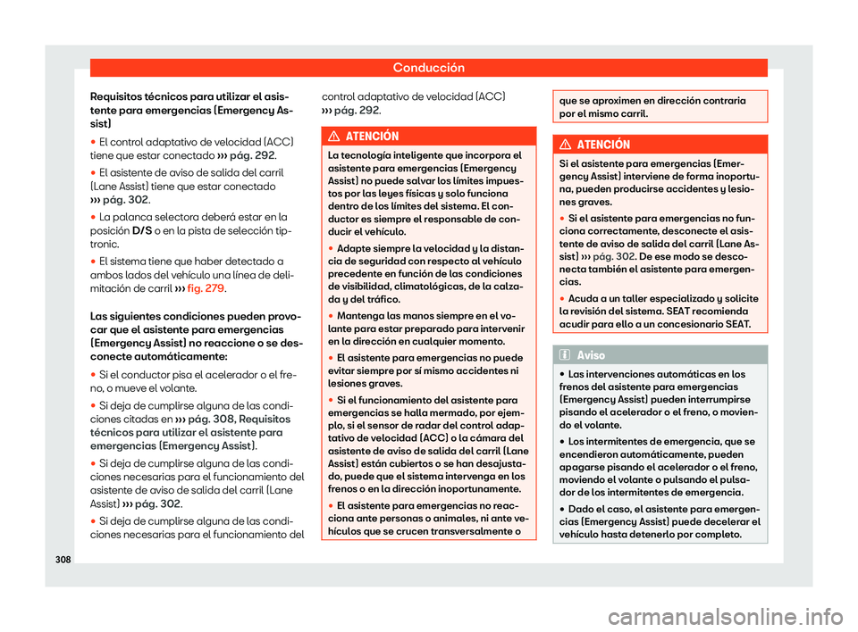 Seat Leon 2018 Manual de instrucciones (in Spanish) Conducci Seat Leon 2018 Manual de instrucciones (in Spanish) Conducci