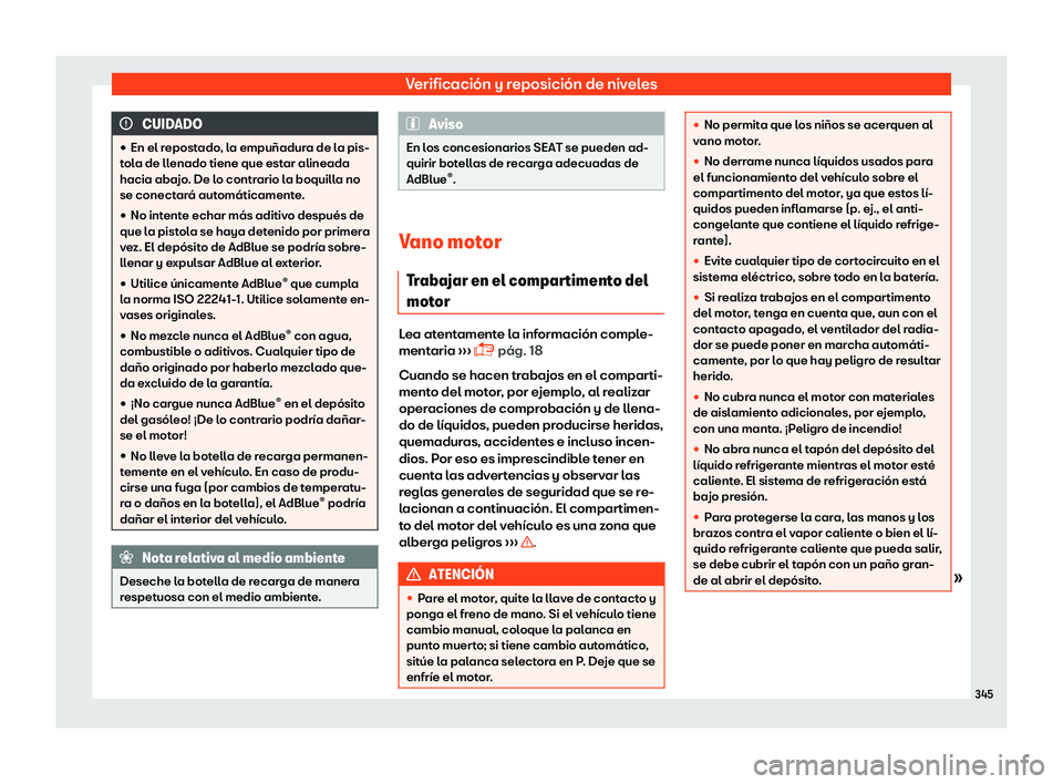 Seat Leon 2018 Manual de instrucciones (in Spanish) Verificaci Seat Leon 2018 Manual de instrucciones (in Spanish) Verificaci