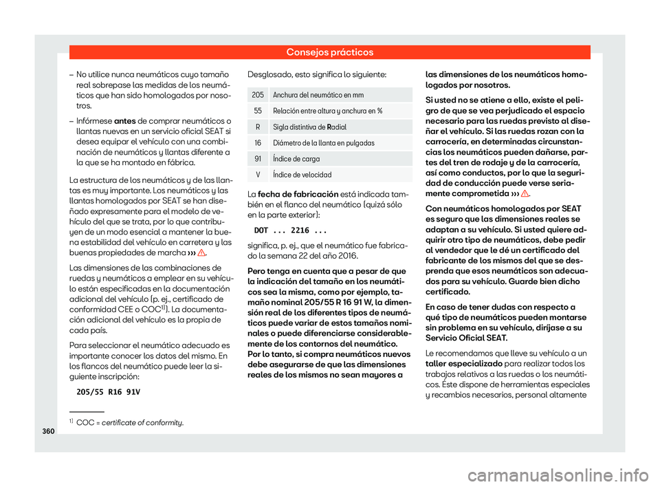 Seat Leon 2018 Manual de instrucciones (in Spanish) Consejos pr Seat Leon 2018 Manual de instrucciones (in Spanish) Consejos pr