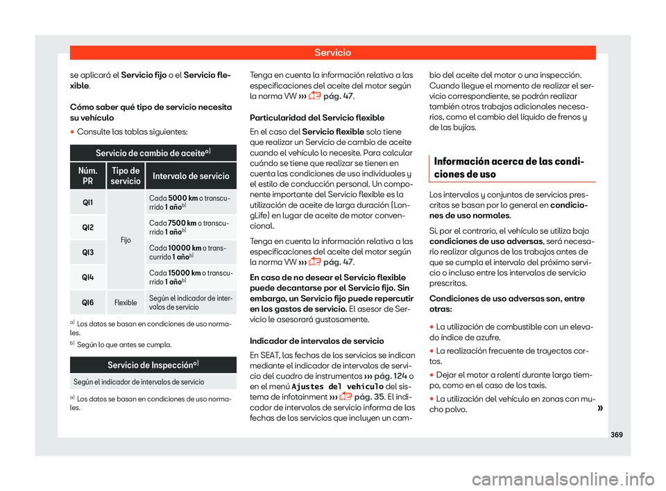 Seat Leon 2018  Manual de instrucciones (in Spanish) Servicio
se aplicar