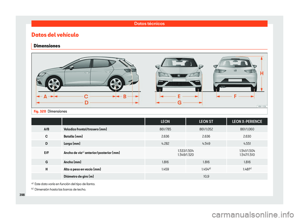 Seat Leon 2018 Manual de instrucciones (in Spanish) Datos t Seat Leon 2018 Manual de instrucciones (in Spanish) Datos t