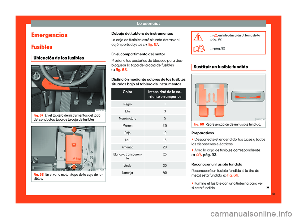 Seat Leon Sportstourer 2018  Manual de instrucciones (in Spanish) Lo esencial
Emergencias
Fusibl es
Ubicaci