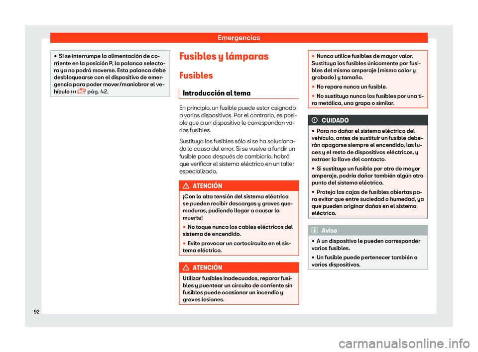 Seat Leon 2018  Manual de instrucciones (in Spanish) Emergencias
