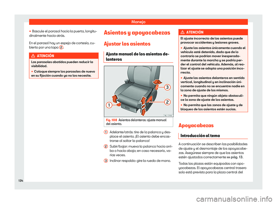 Seat Arona 2020  Manual de instrucciones (in Spanish) Manejo
