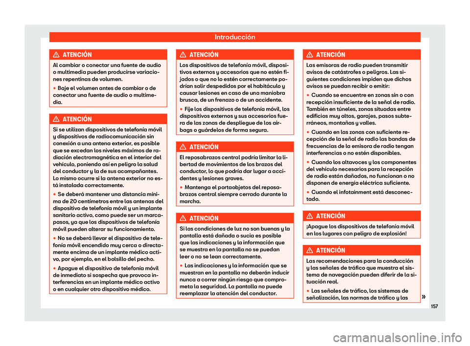 Seat Arona 2020  Manual de instrucciones (in Spanish) Introducción
ATENCI